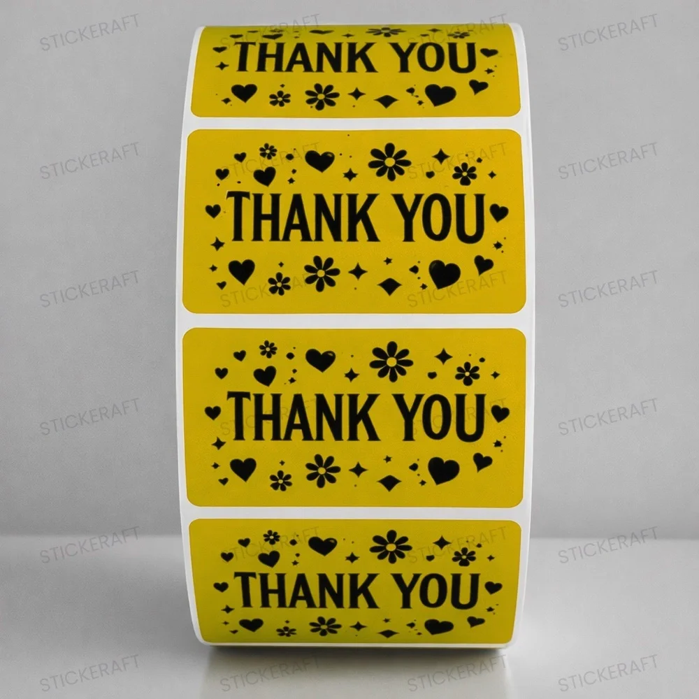 Thank You Stickers 2x1 Inch – 100 Pack for Gifts, Mail & Packaging Boutique Pack
